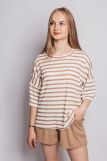 Комплект женский (футболка_шорты) 4357 (Белый/коричневая полоска) (Фото 3)