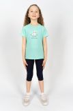 Комплект для девочки 41108 (футболка _ бриджи) (Мятный/т.синий) (Фото 1)