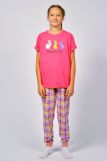 Пижама для девочки 91226 (Ярко-розовый/розовая клетка) (Фото 1)