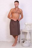 Полотенце для бани и сауны вафельное мужское на липучке (Серо-коричневый) (Фото 1)