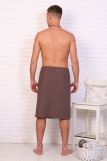 Полотенце для бани и сауны вафельное мужское на липучке (Серо-коричневый) (Фото 3)
