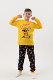 Пижама Пицца детская длинный рукав с брюками (Желтый-т.синий) (Фото 1)
