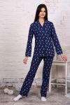 Пижама-костюм для девочки арт. ПД-006 (Зайцы на самокатах синие) - Модно-Трикотаж