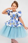 Платье нарядное для девочки SP2010 (Голубой) - Модно-Трикотаж