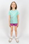 Комплект для девочки 41106 (футболка_ шорты) (Мятный/лиловый) - Модно-Трикотаж